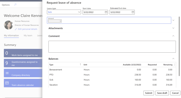 Dynamics 365 HR Wave 2 Release 2022- open ended sickness leave plan